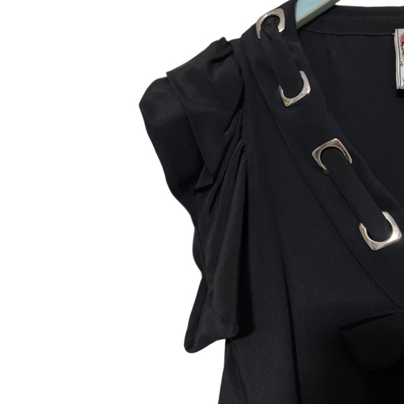 Yoana Baraschi | Silk Ruffled Sleeve with Bow Dark Academia in Black with Metal - Picture 6 of 16